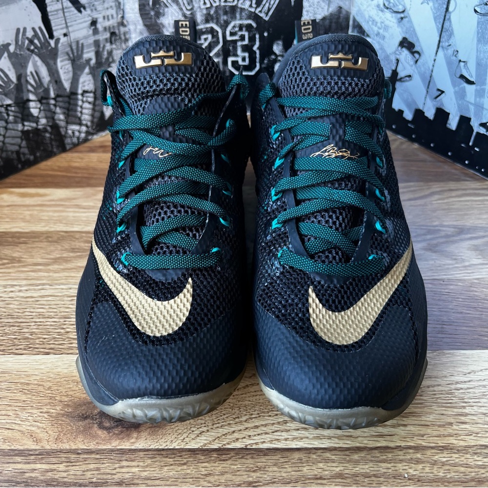 2015 Nike LeBron James 12-11 Black Metallic Gold sneakers 724557-070